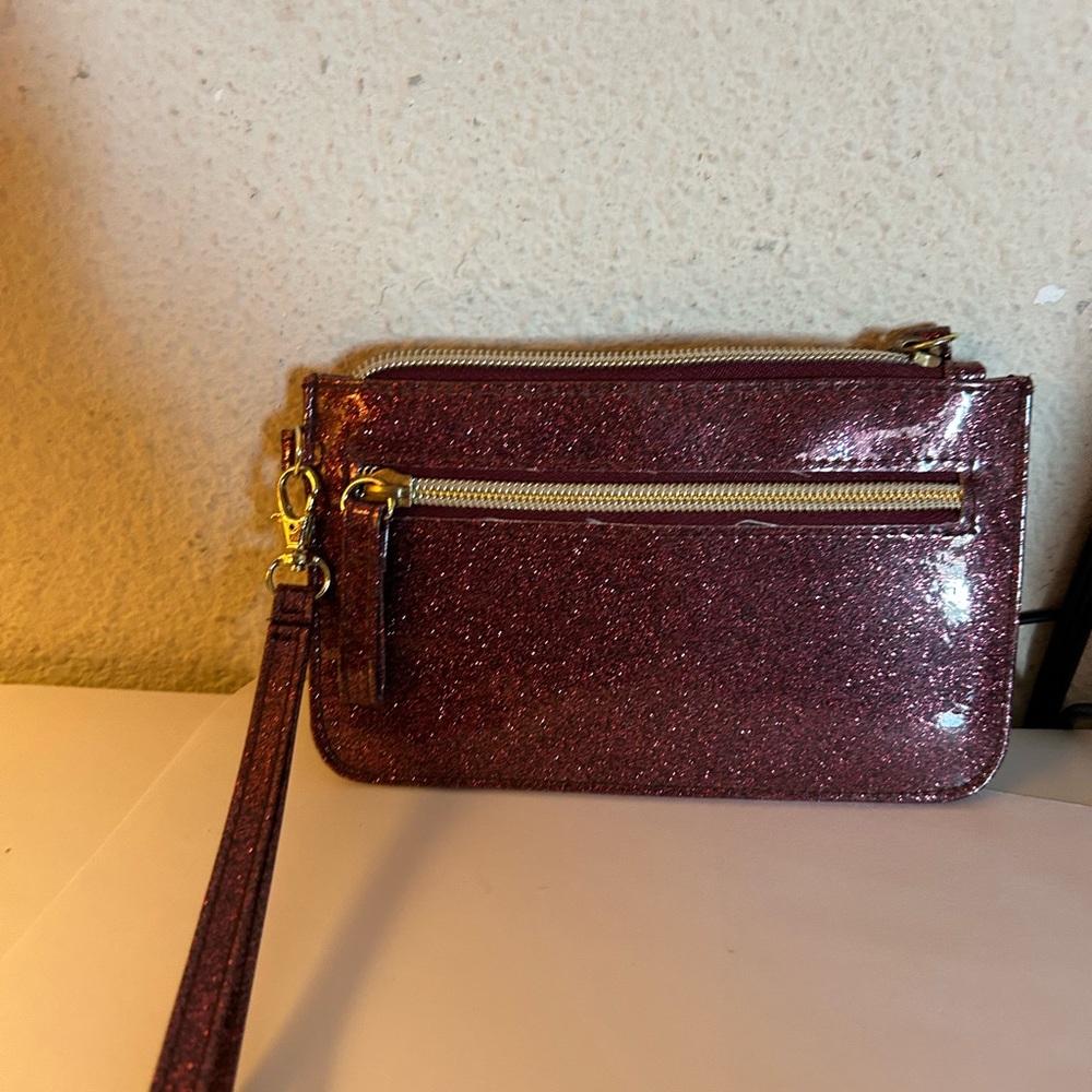 Glittery Maroon Wristlet Clutch